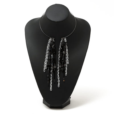 深淵 / Abyss / woden / necklace / BLACK/SILVER