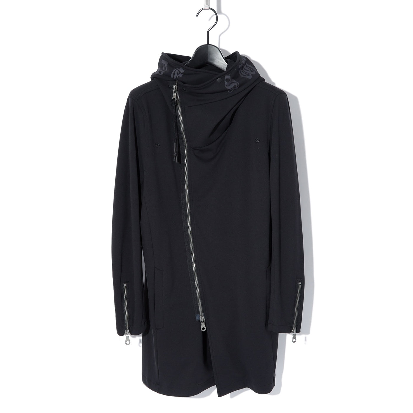 HIGH-NECK LONG HOODIE JK / BLACK