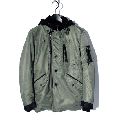 FAKE LAYERED NYLON JK w/HOOD / KHAKI