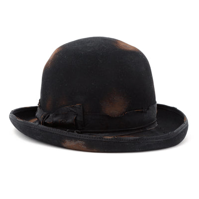 Wool Burned Bowler Hat / BLACK