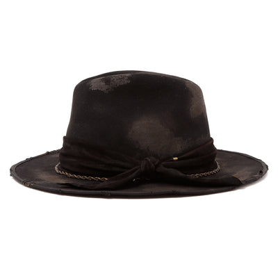 Leather & Chain Western Hat / BLACK