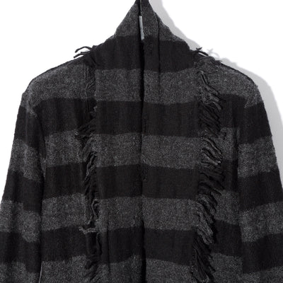 DamageBorder ShawlCardigan / Black&Gray
