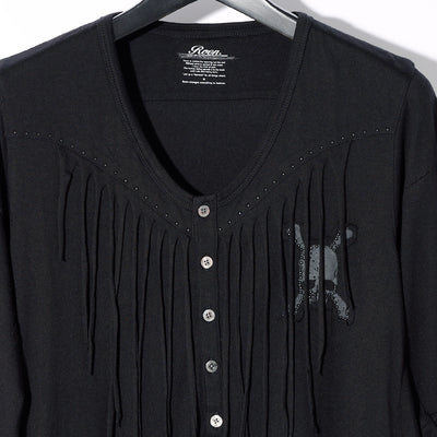 REMAKE DOCKING HENLEY NECK LONG BIG-T / BLACK