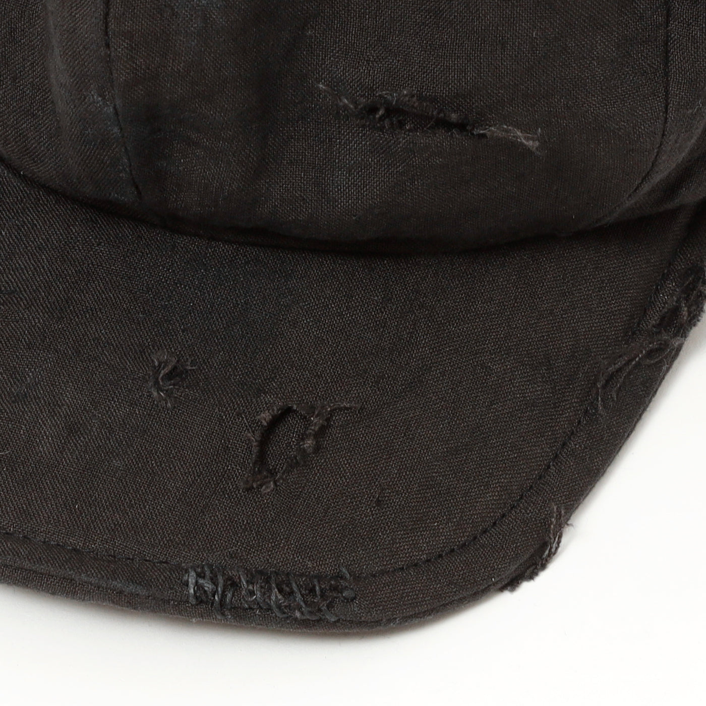 Dirty Black Linen Damaged Casquette / BLACK