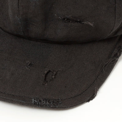 Dirty Black Linen Damaged Casquette / BLACK