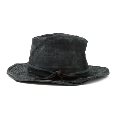 Leather Ribbon Hat / BLACK