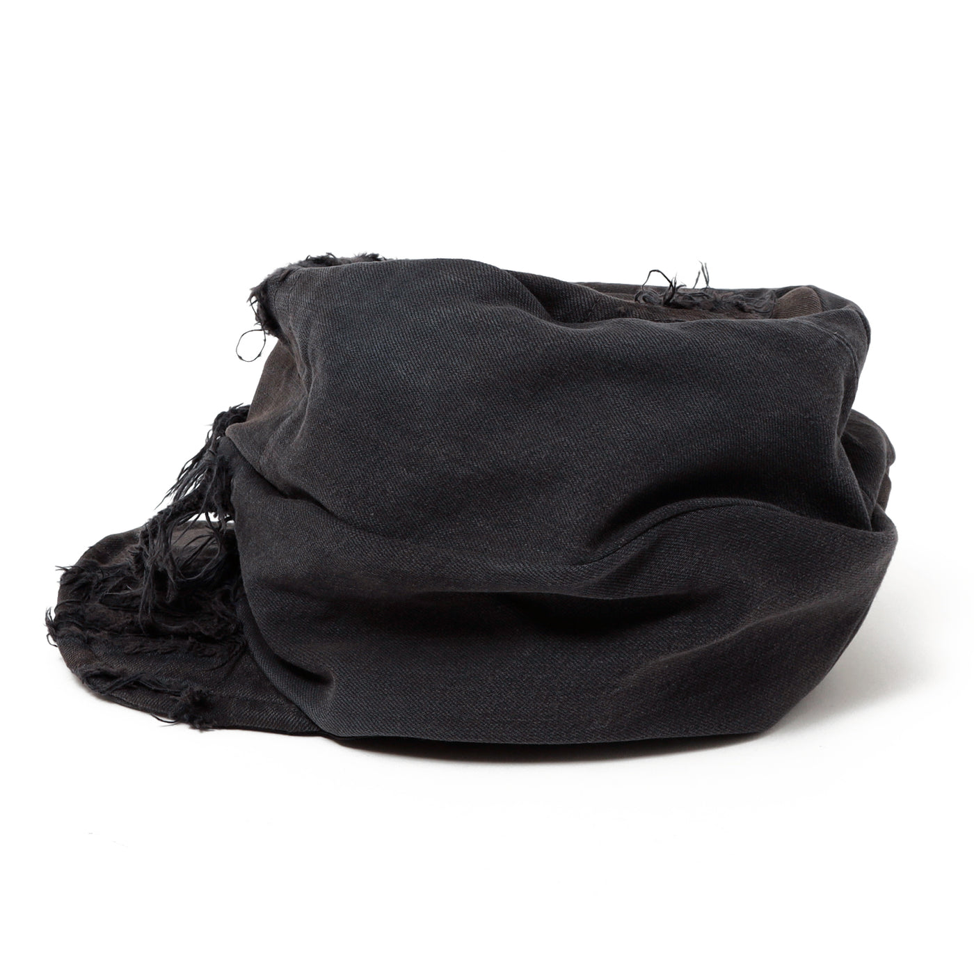 Black Denim Damaged Turn Cap / BLACK