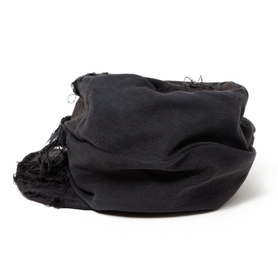 Black Denim Damaged Turn Cap / BLACK