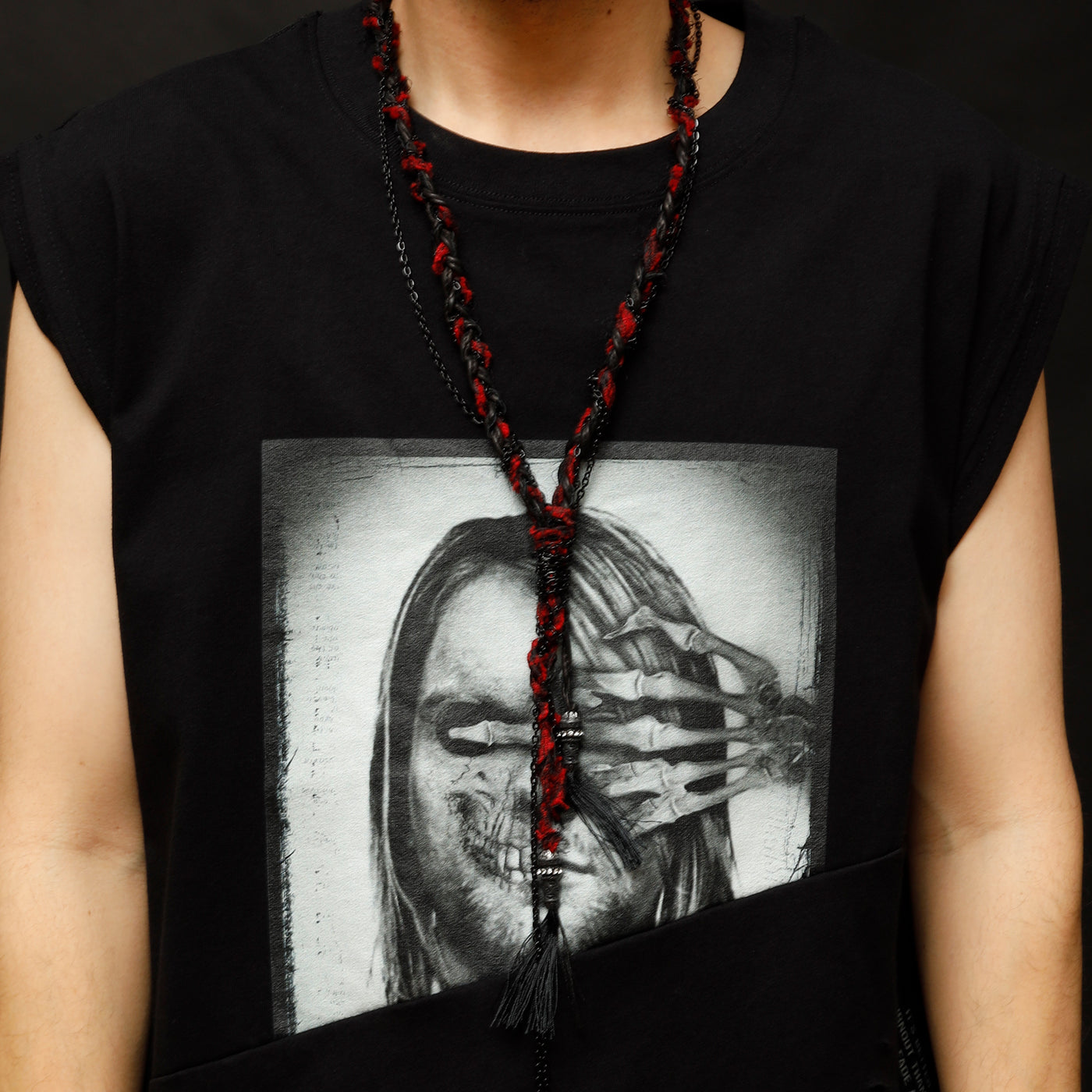 REMAKE LEATHER REDLEO MIX NECKLACE / BLACK