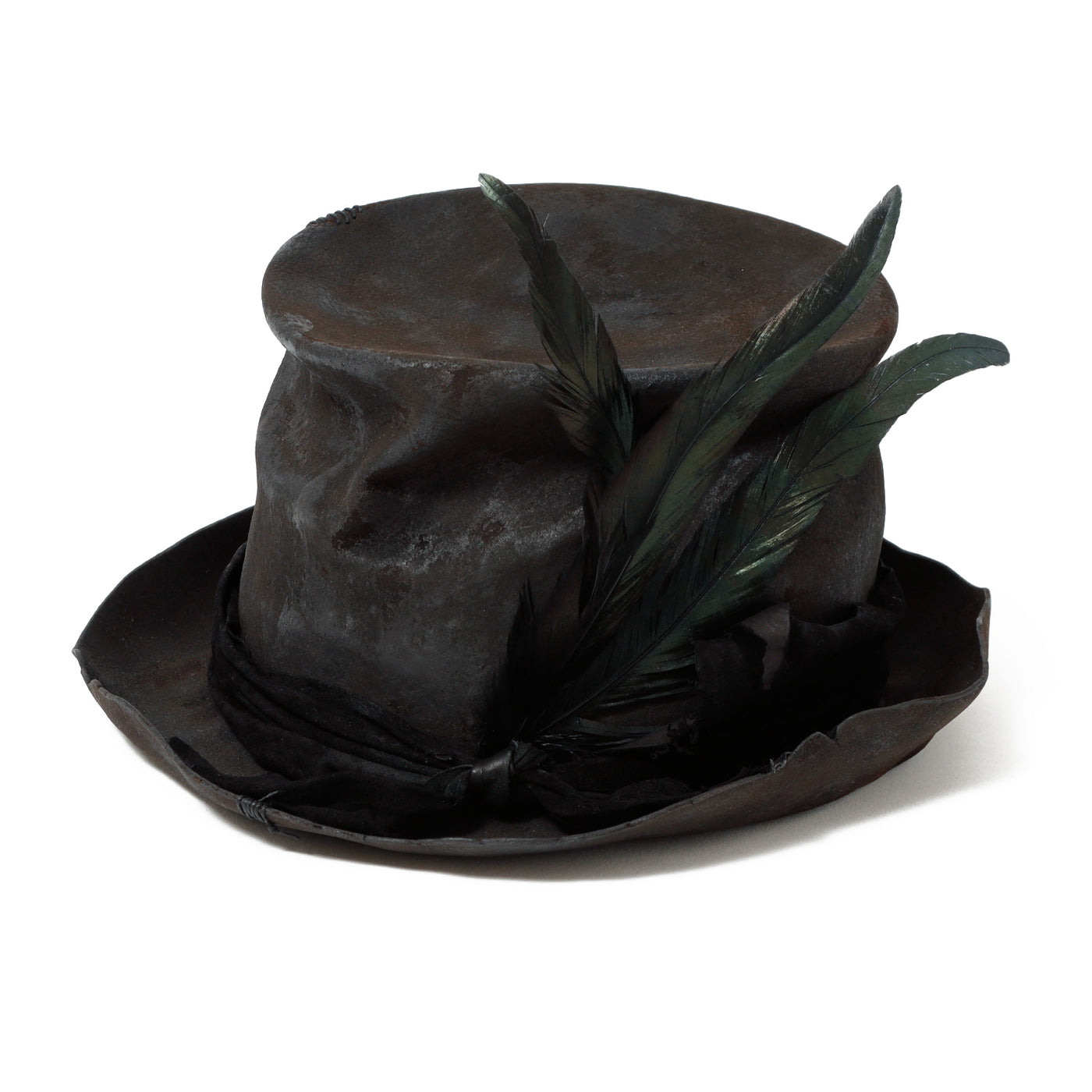 Charcoal Crow Crash Silk Hat / BLACK