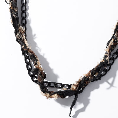 REMAKE LEATHER LEO MIX NECKLACE / BLACK