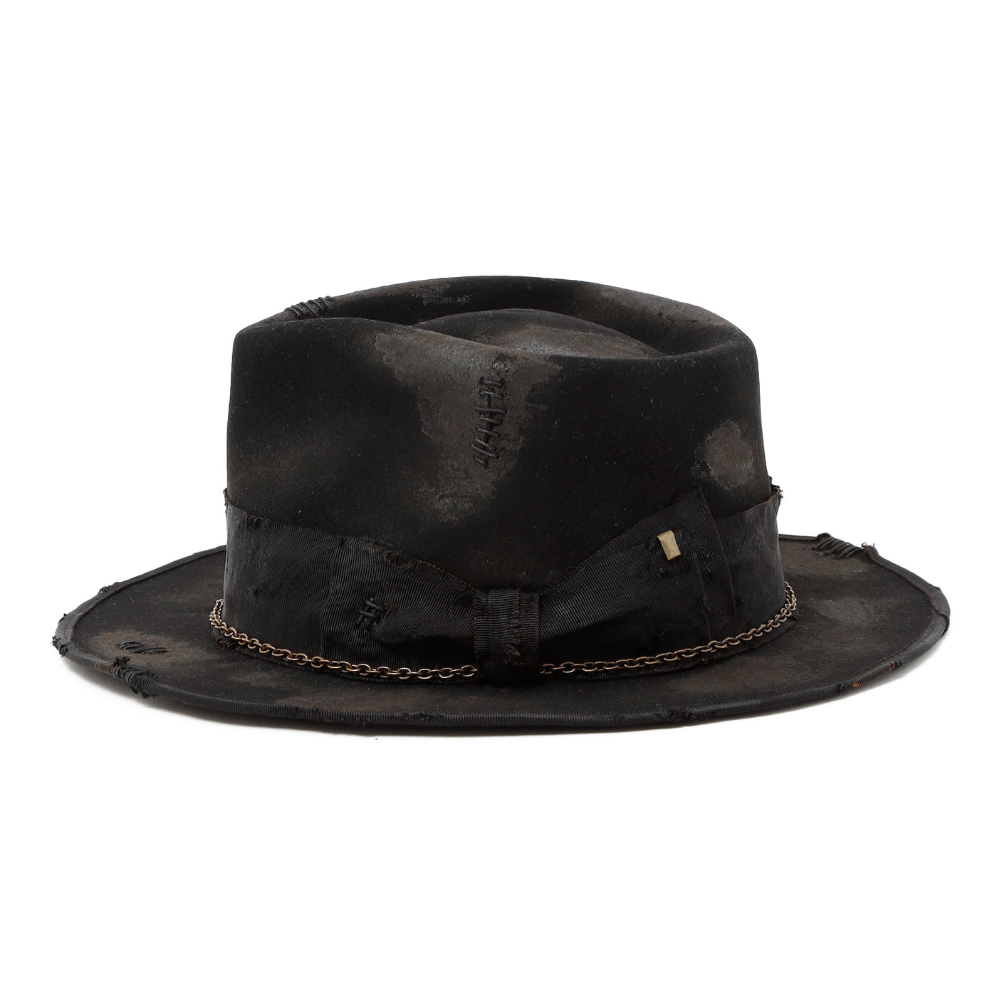 Burned Chain Fedora Hat / BLACK