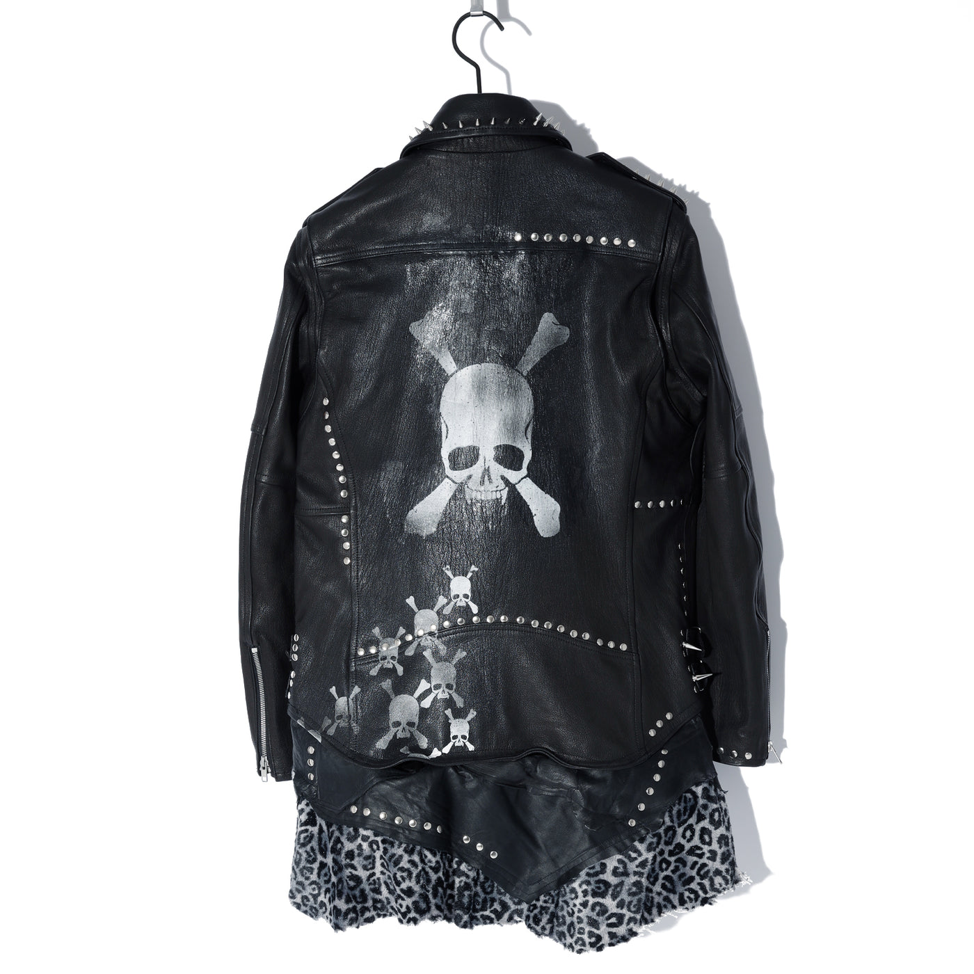 Roen(ロエン) REMAKE STUDS WHITE LEO SKULL RIDERS JKT / BLACK