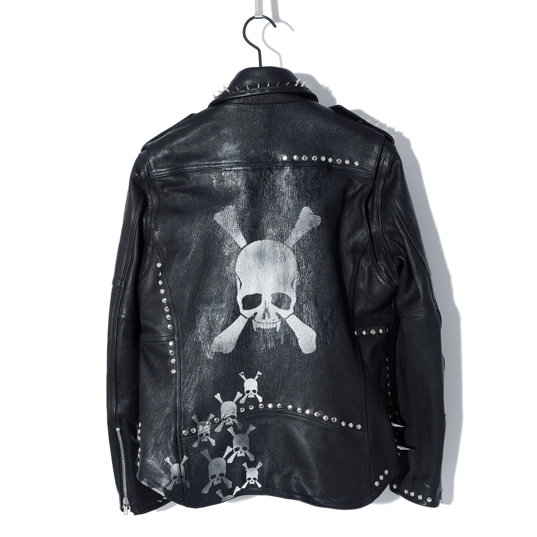 Roen(ロエン) REMAKE STUDS WHITE LEO SKULL RIDERS JKT / BLACK