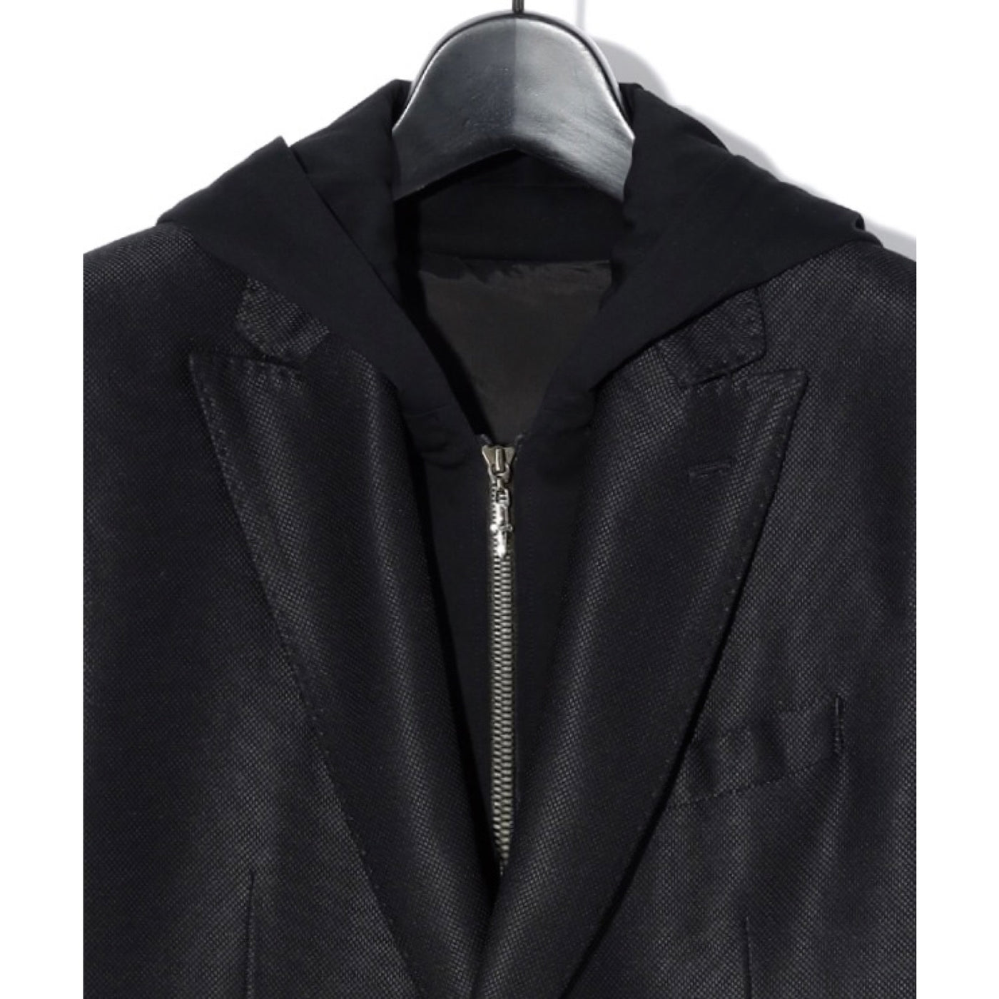 FAKE LAYERED HOODED JK / BLACK