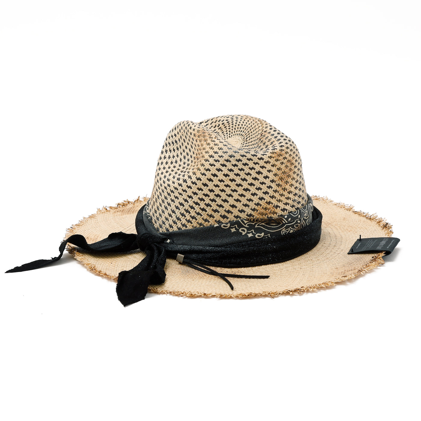 SandSpray Leather&Bandana Burned Panama Hat / BEIGE