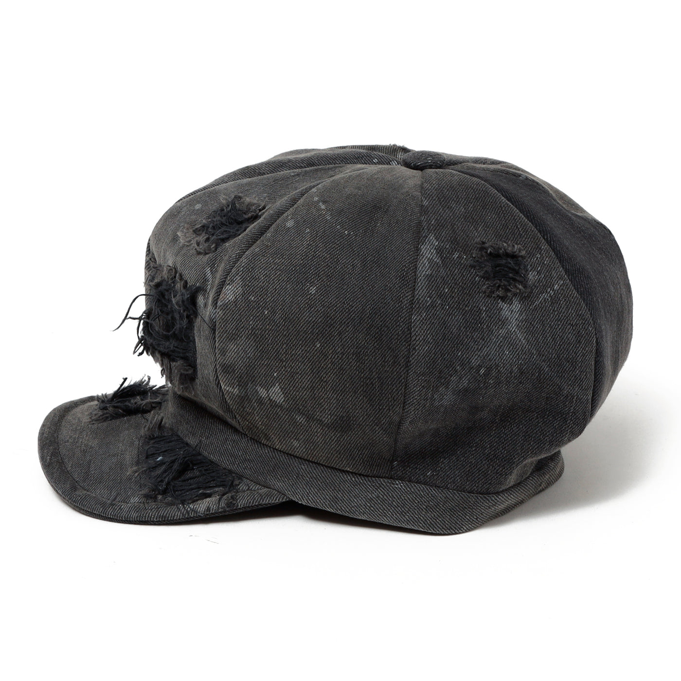 Painting & Damaged Denim Casquette / BLACK