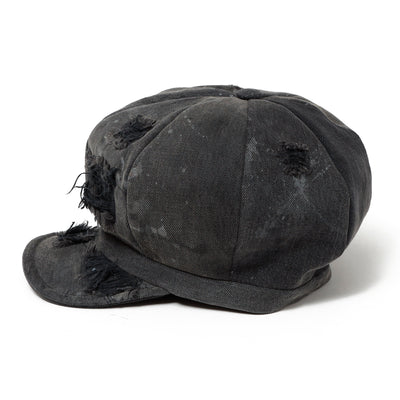 Painting & Damaged Denim Casquette / BLACK