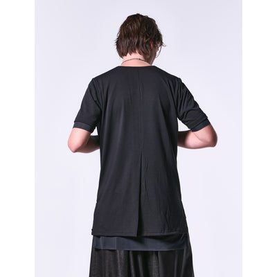 BEA-TENJIKU＋LiningJersey SlitHemLayeredT-Shirt / Black&Black