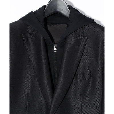 FAKE LAYERED HOODED JK / BLACK