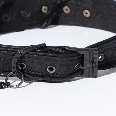 REMAKE STUDS CHAIN LEATHER CHOKER / BLACK