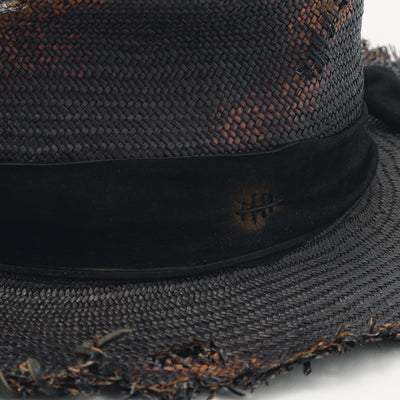 Damege&Burned Black Panama Hat / BLACK