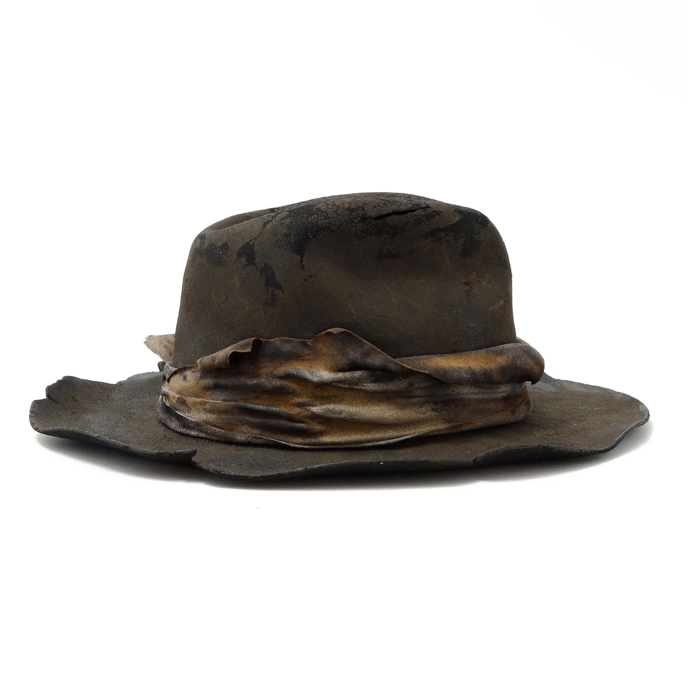 Dyed Leather Rabbit Charcoal Burned Hat / charcoal