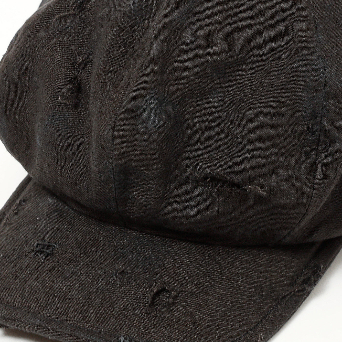 Dirty Black Linen Damaged Casquette / BLACK