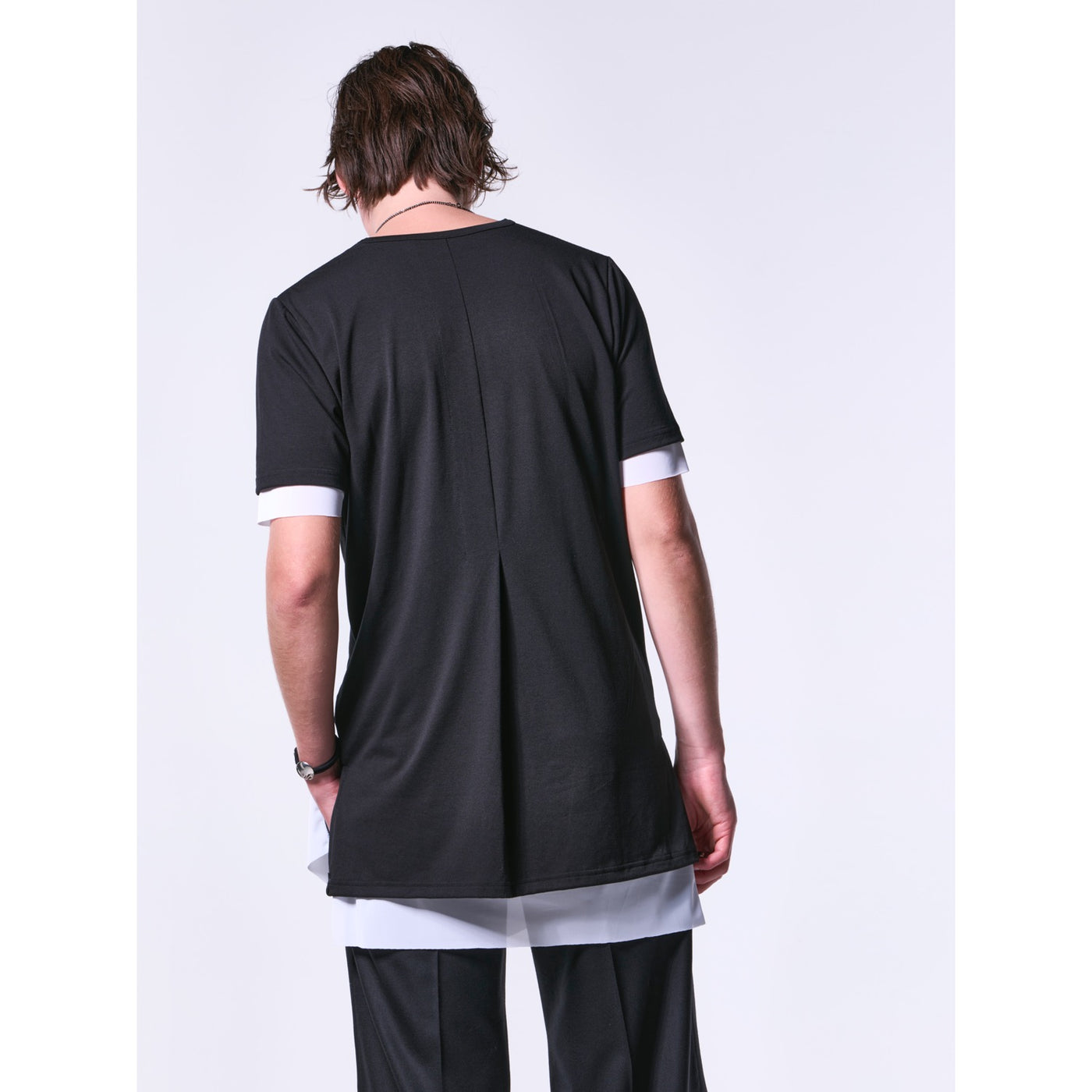 BEA-TENJIKU＋LiningJersey SlitHemLayeredT-Shirt / Black&White