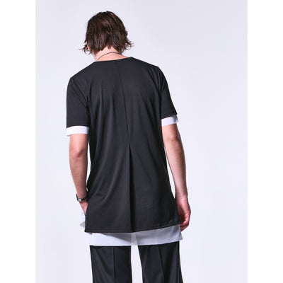 BEA-TENJIKU＋LiningJersey SlitHemLayeredT-Shirt / Black&White