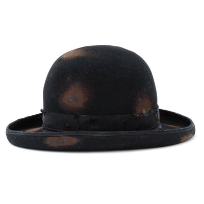 Wool Burned Bowler Hat / BLACK