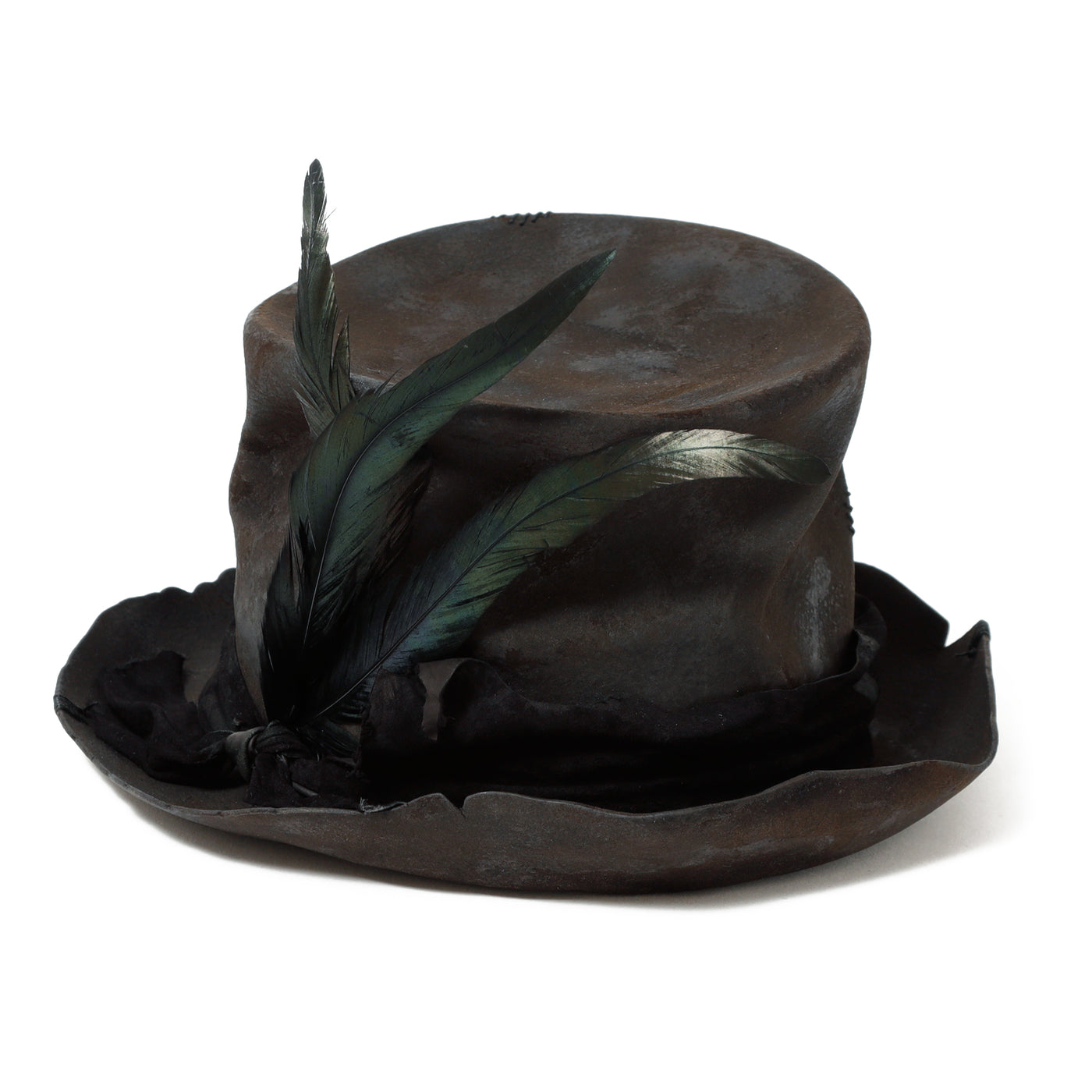 Charcoal Crow Crash Silk Hat / BLACK