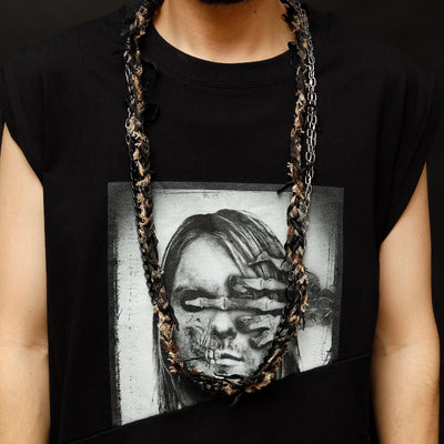 REMAKE LEATHER LEO MIX NECKLACE / BLACK