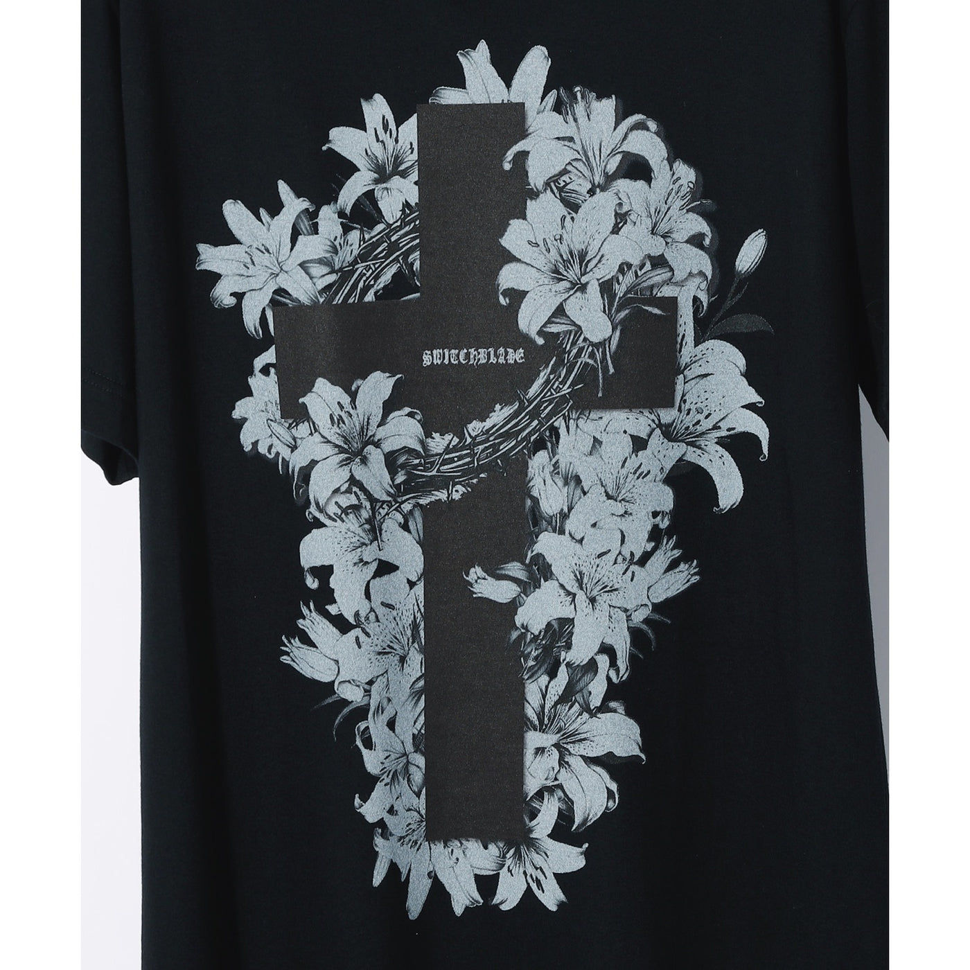 CROSS & LILIES TATTOO TEE / BLACK