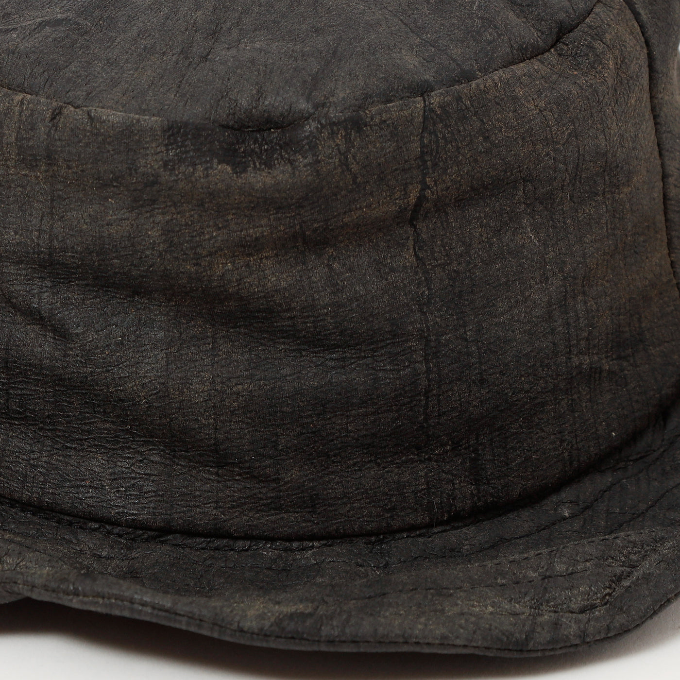 Charcoal Leather Bucket Hat  / CHARCOAL