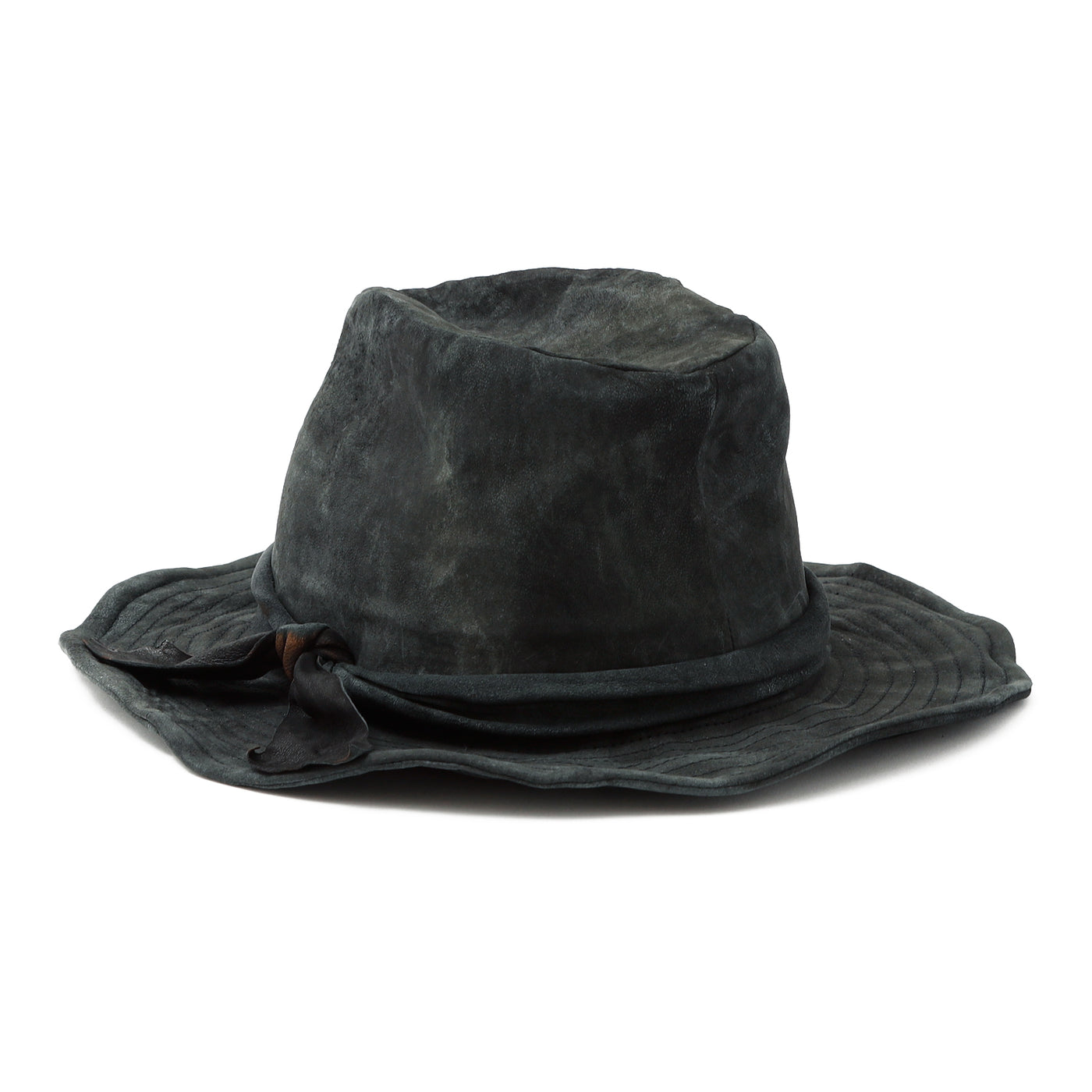 Leather Ribbon Hat / BLACK