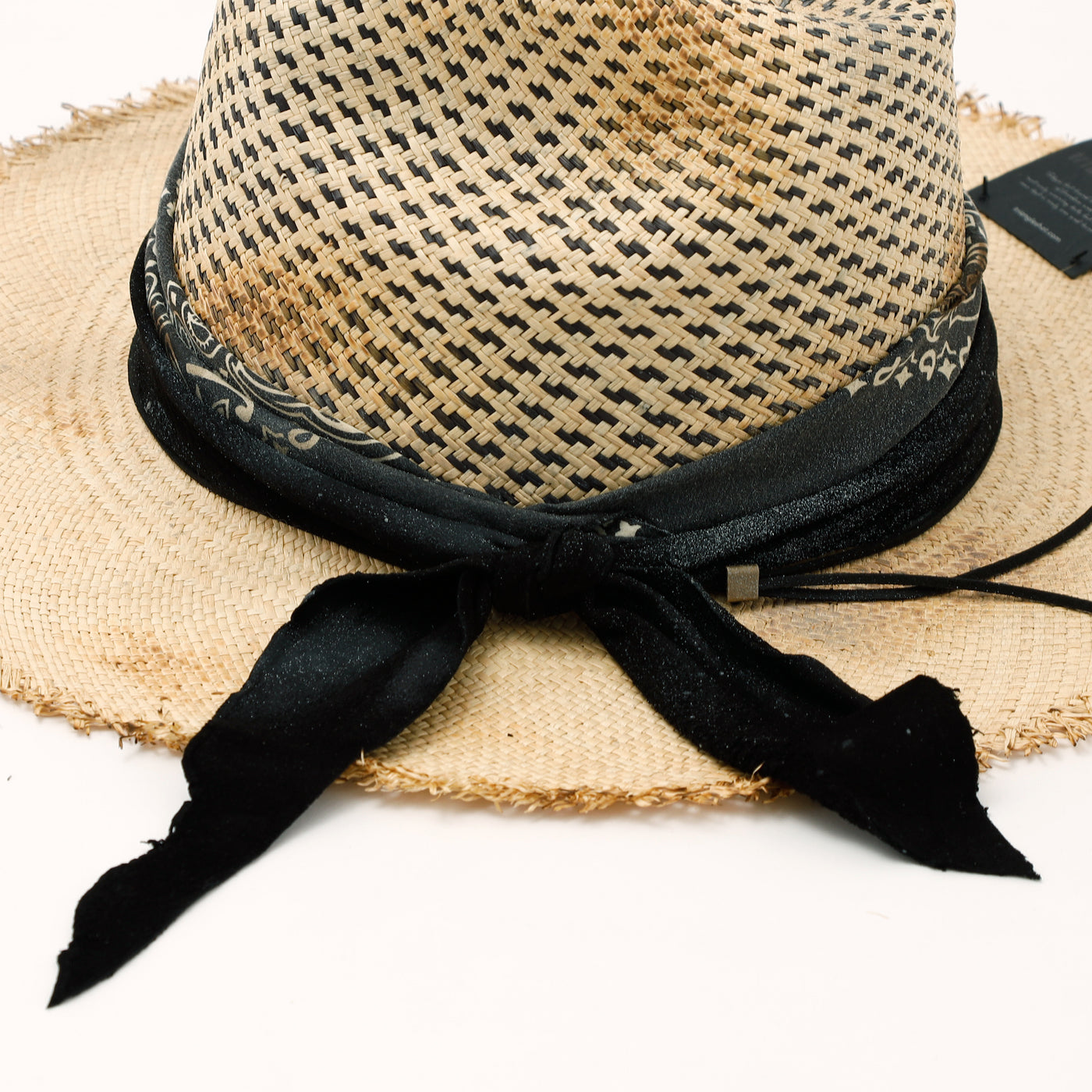 SandSpray Leather&Bandana Burned Panama Hat / BEIGE