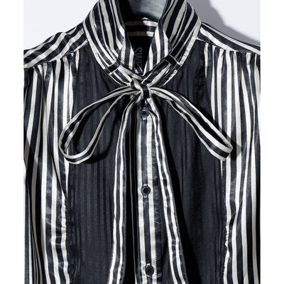 BISHOP SLEEVE STRIPED PIRATE SHIRT / BLACK STRIPE