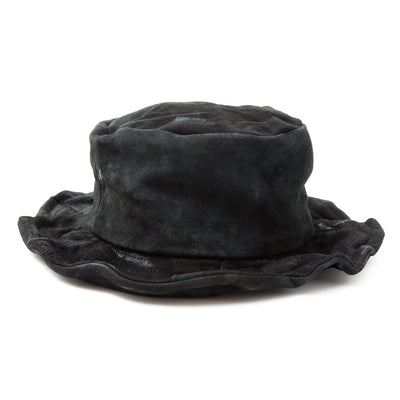 Washed Painting Leather Bucket Hat / BLACK