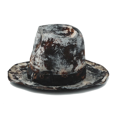 Painting&Burned Fedora Hat / BLACK