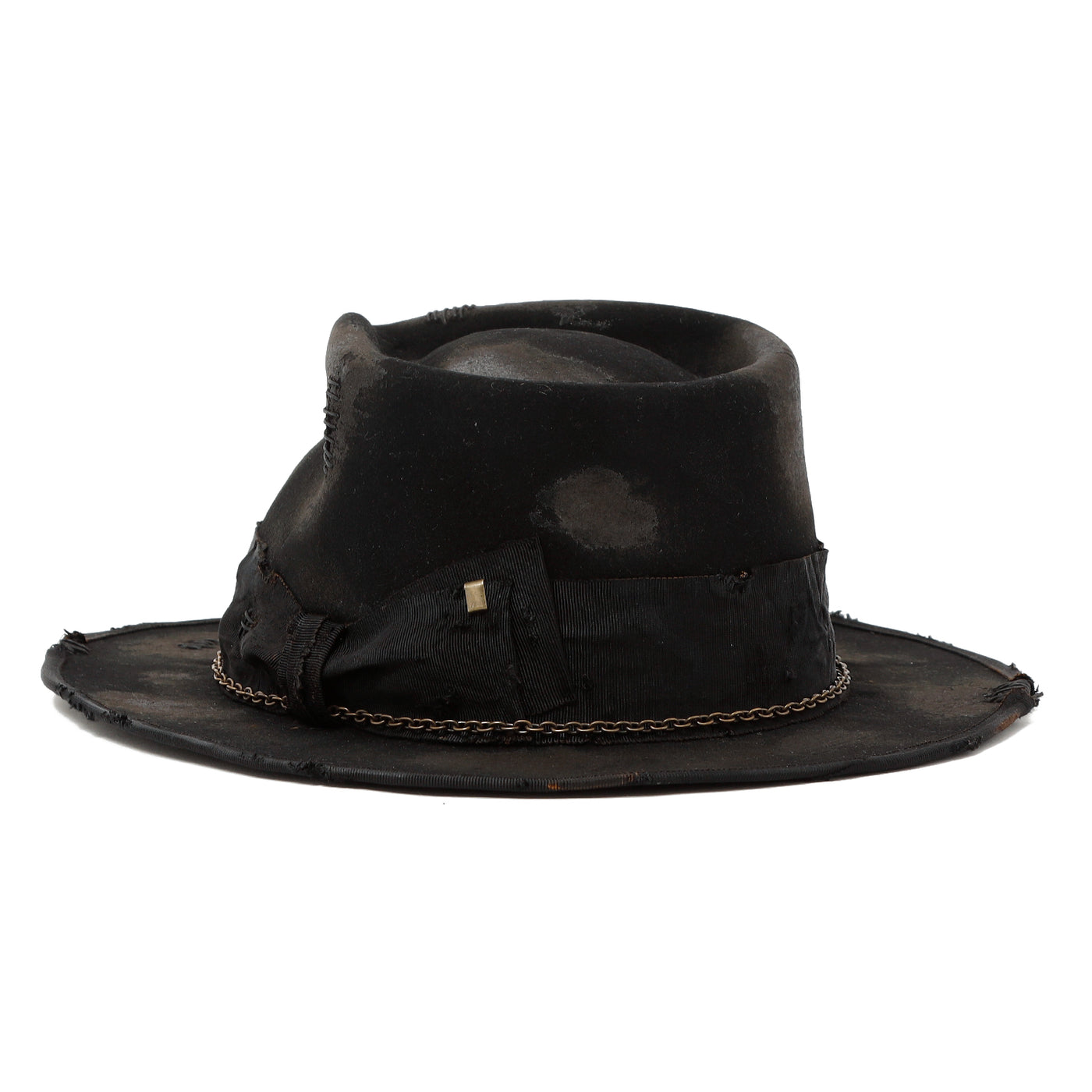 Burned Chain Fedora Hat / BLACK