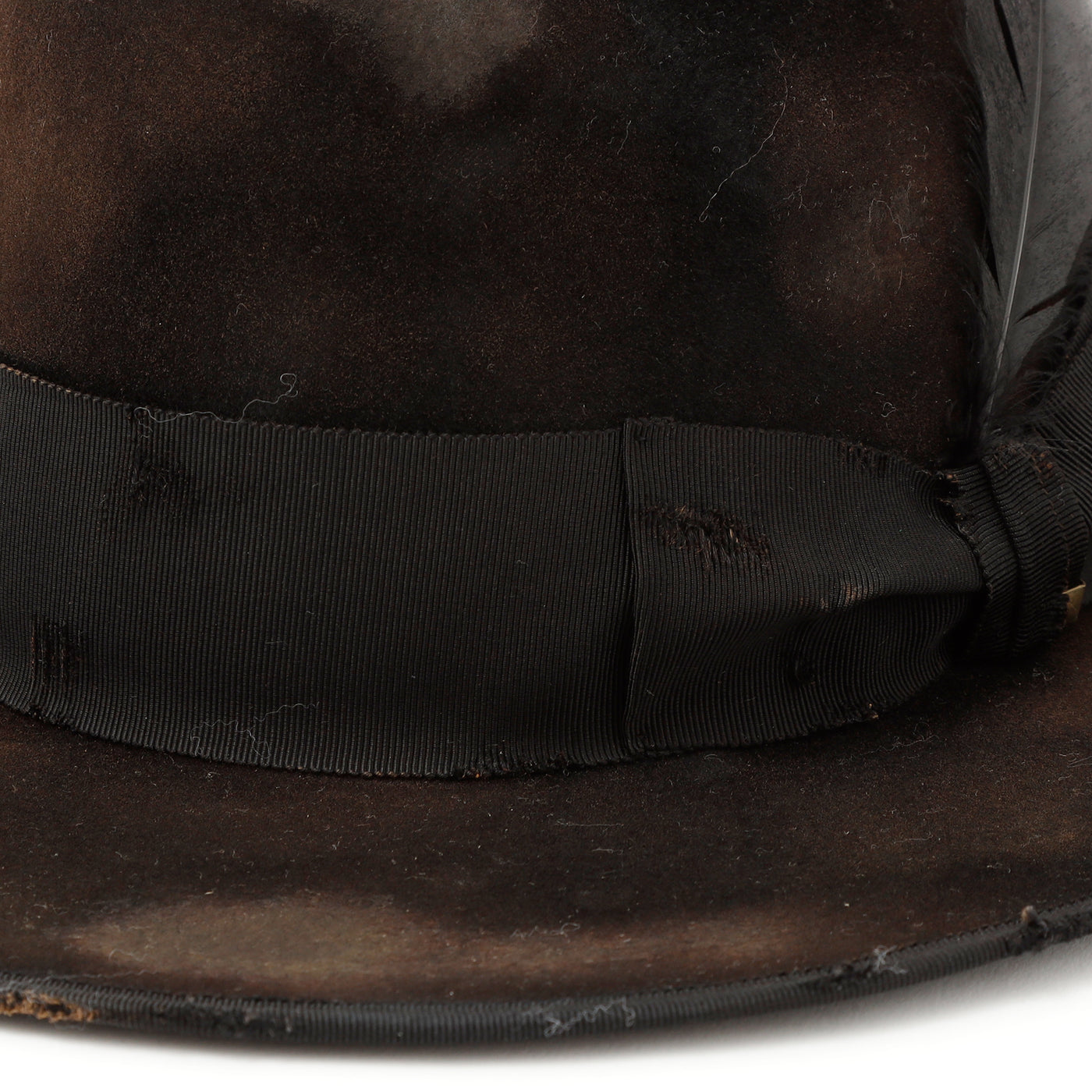 Burned Western Hat w/Feather / BLACK