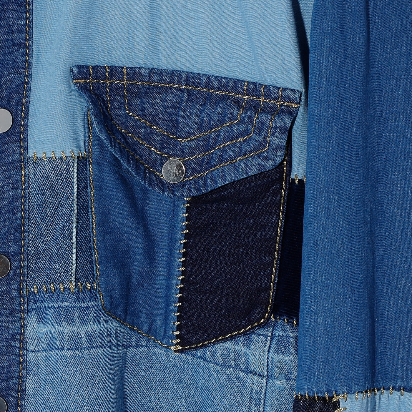 REMAKE PATCH WORK OVERSIZED SHIRT BLOUSON / A:MIX INDIGO PATCH  WORK