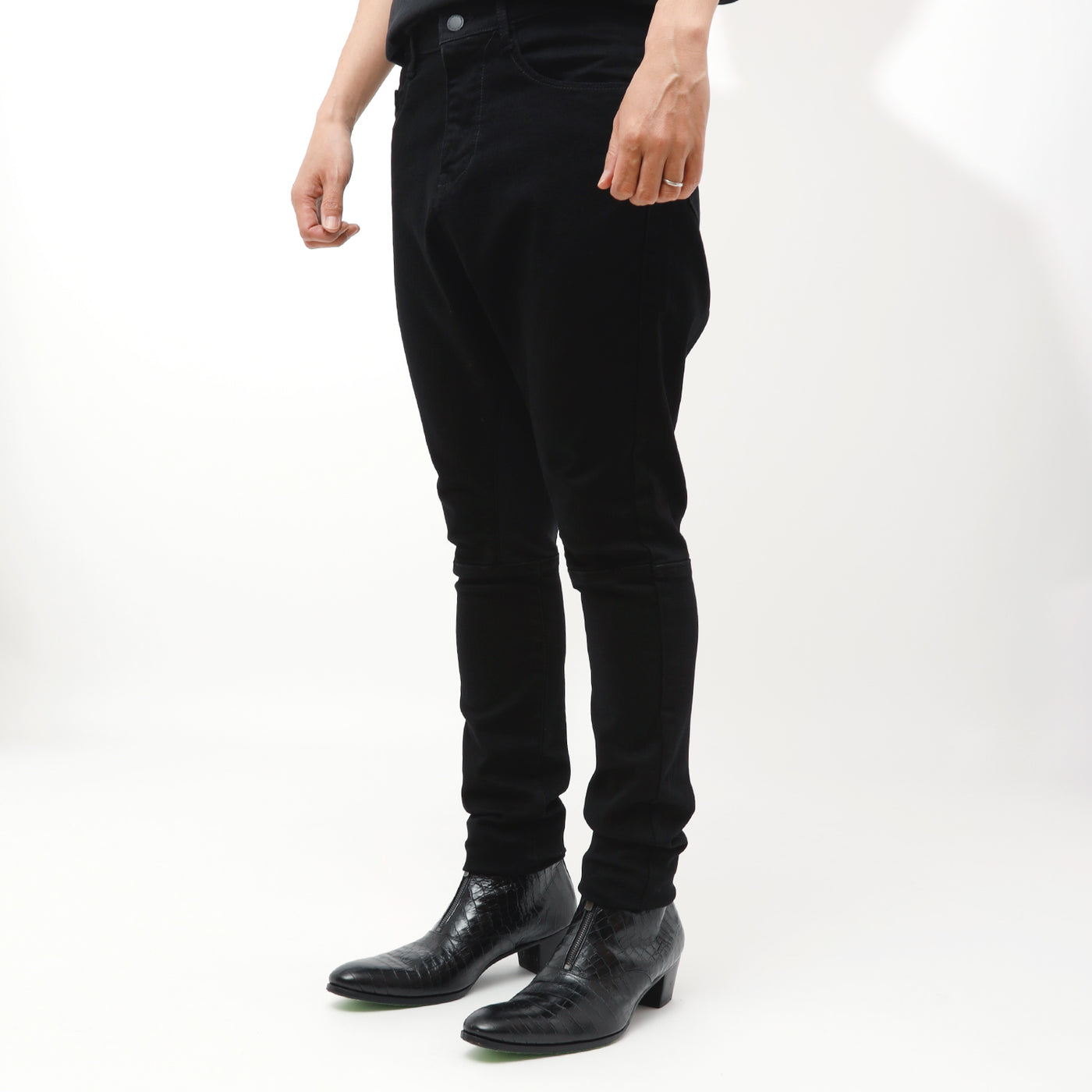 ハイブリットストレッチデニムサルエルPT / BLACK