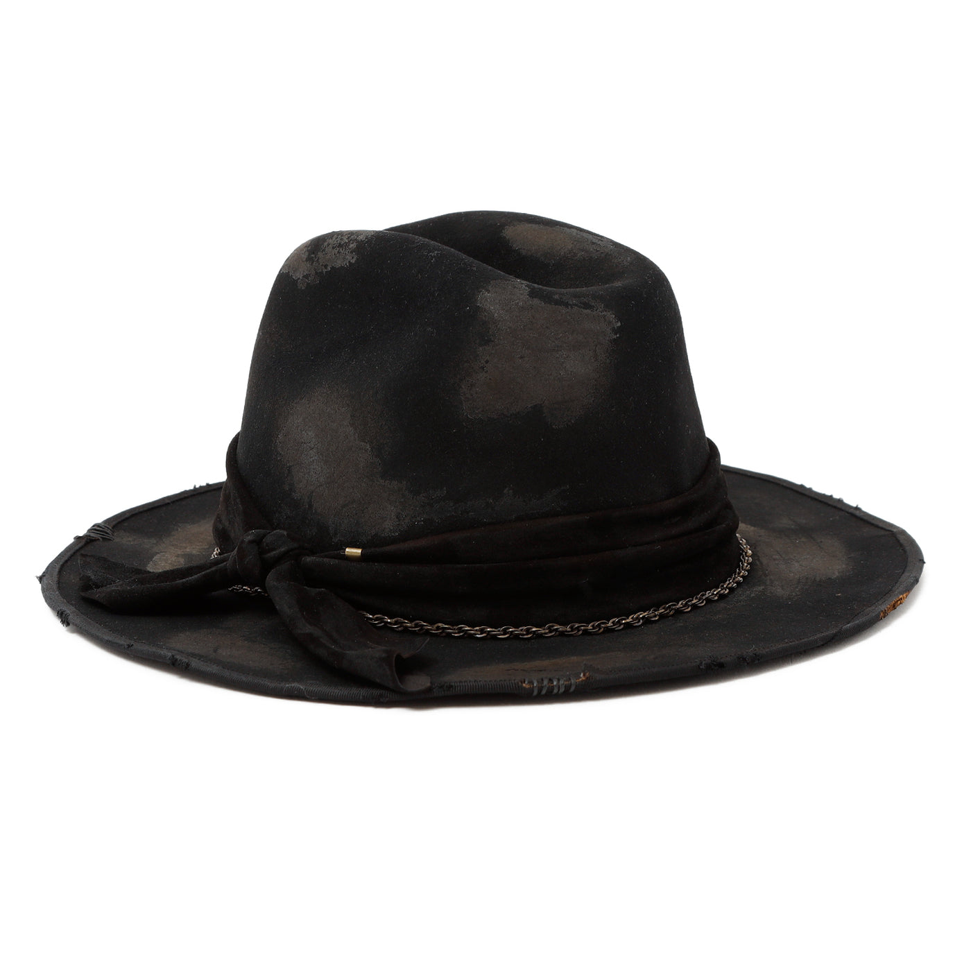 Leather & Chain Western Hat / BLACK