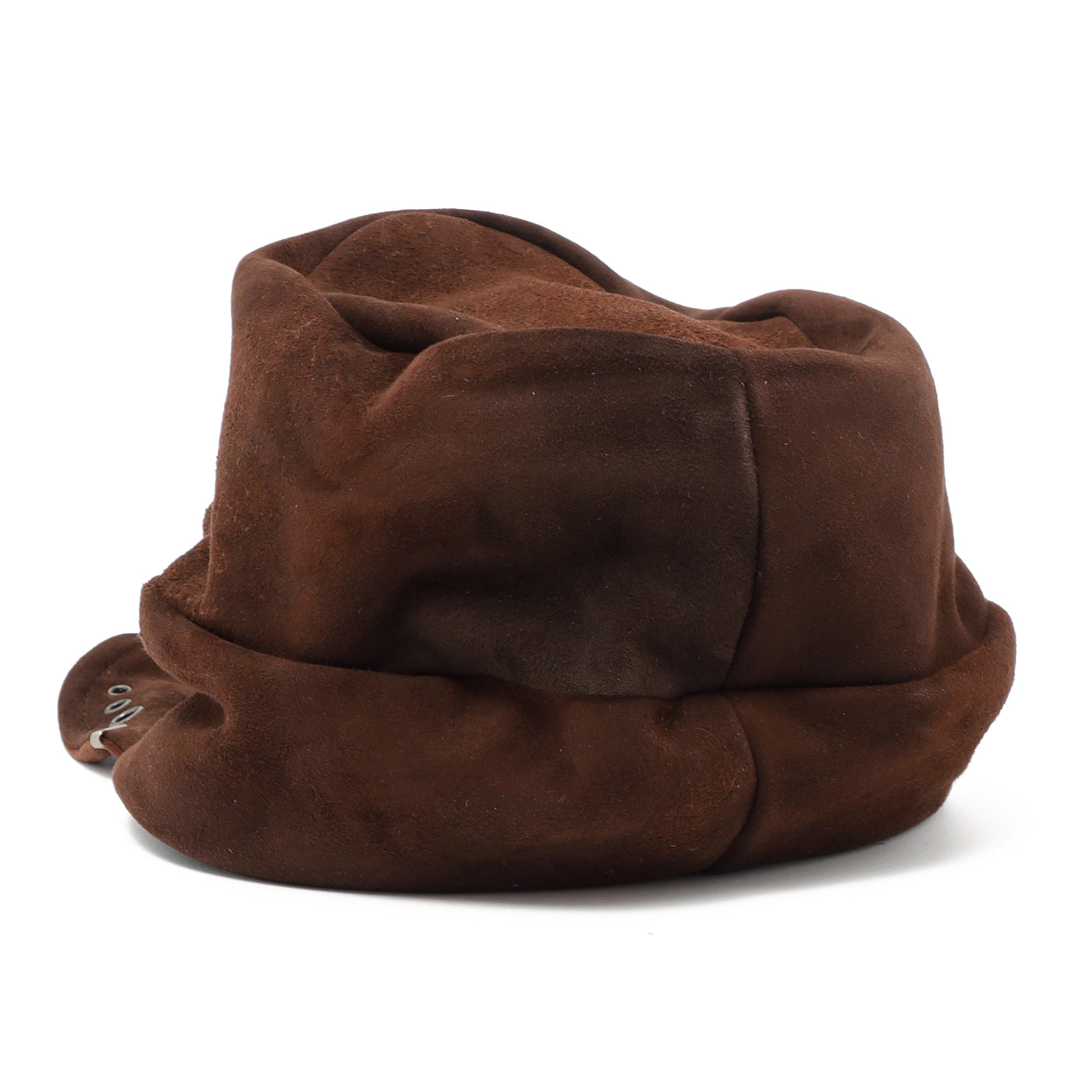 Deep Brown Leather Turn Cap / BROWN
