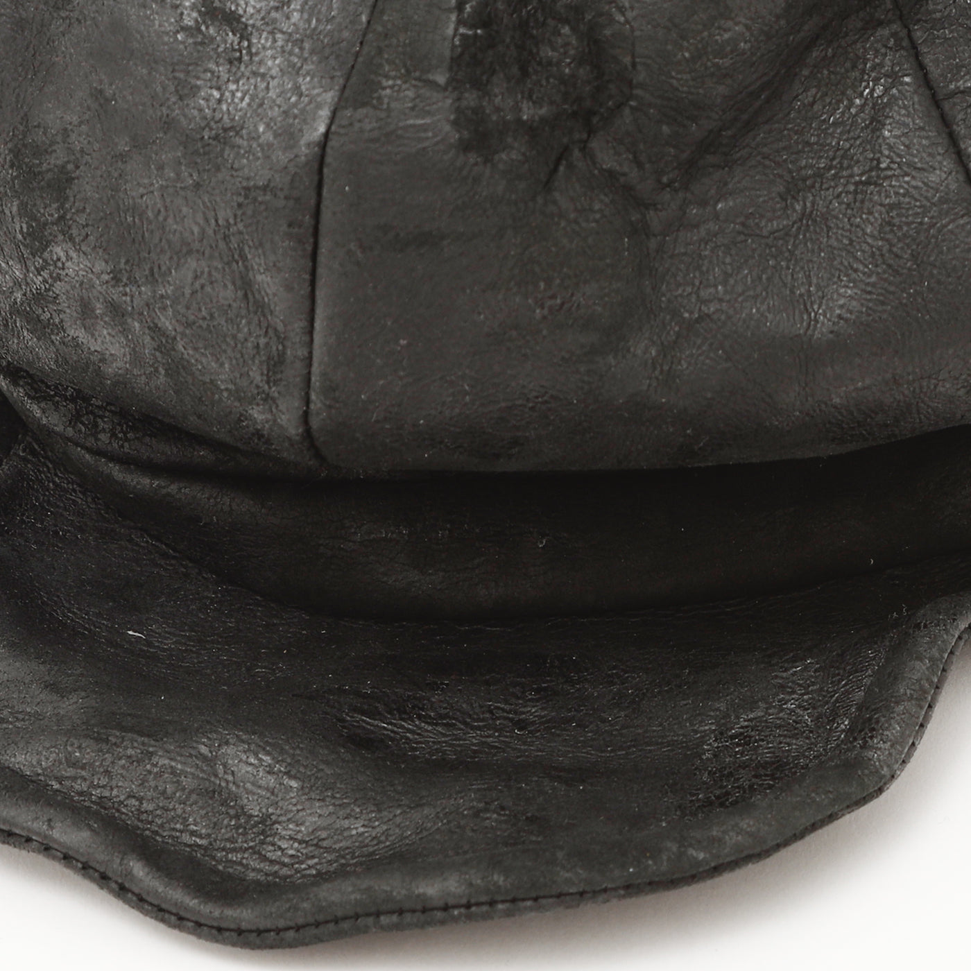 Wax Processing Leather Casquette / BLACK