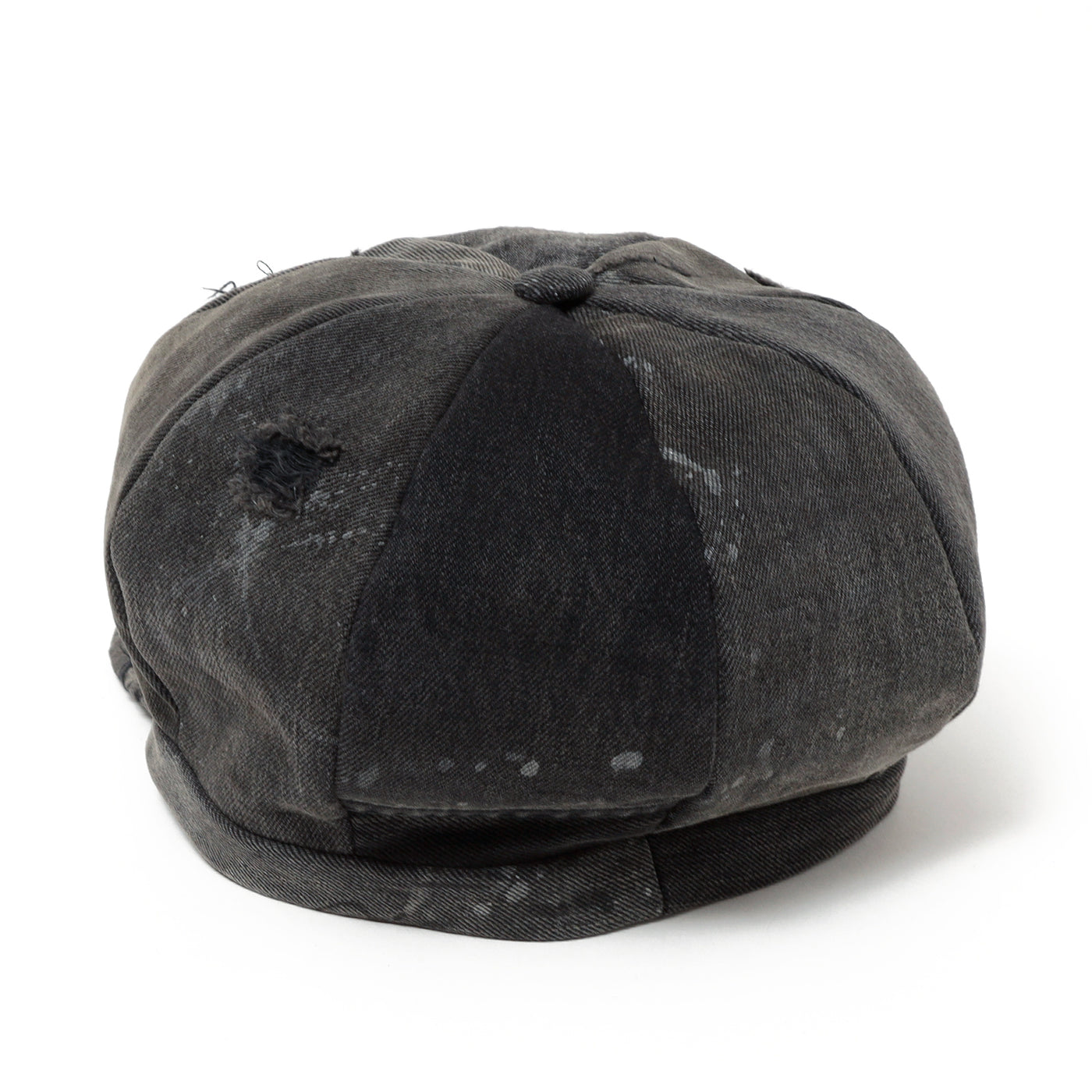 Painting & Damaged Denim Casquette / BLACK