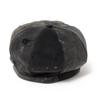 Painting & Damaged Denim Casquette / BLACK