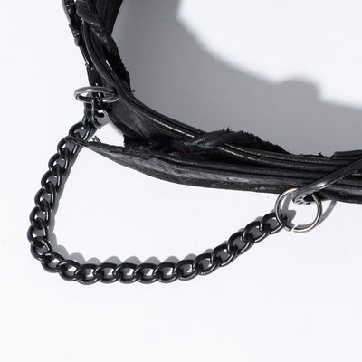 REMAKE STUDS CHAIN LEATHER CHOKER / BLACK